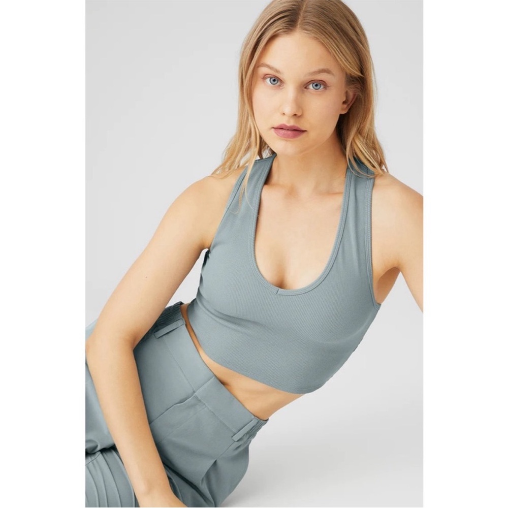 ALO Goddess Ribbed Cropped Racerback Tank